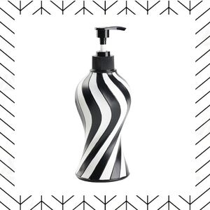 Modern Black & White Swirl Soap Dispenser - 8" Striped for Bathroom or Kitchen